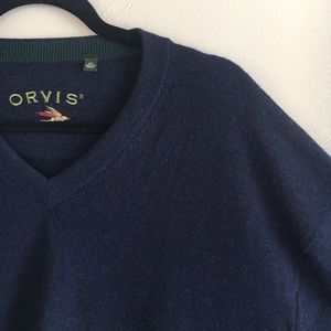 Orvis Merino wool Blue vneck sweater
